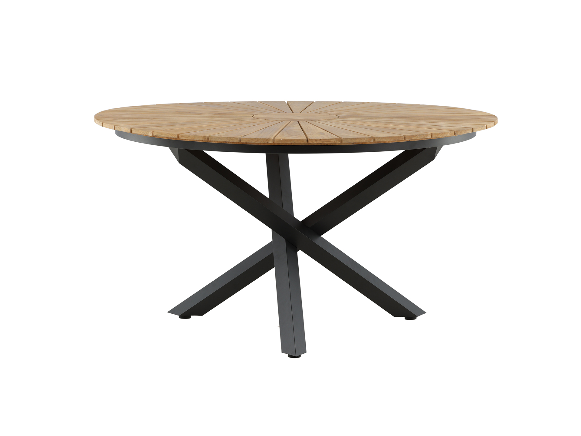 Mexico stôl s teakovou doskou čierny ø140 cm